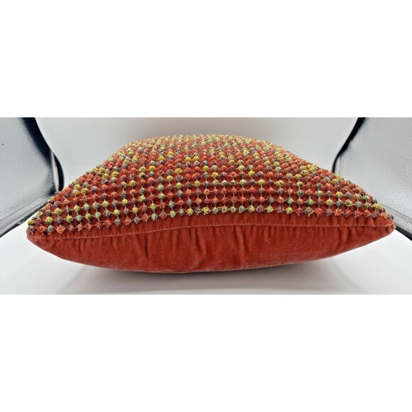 Dransfield & Ross New York French Knot Pillow Silk Velvet Boutique Autumn Spice - Picture 6 of 14